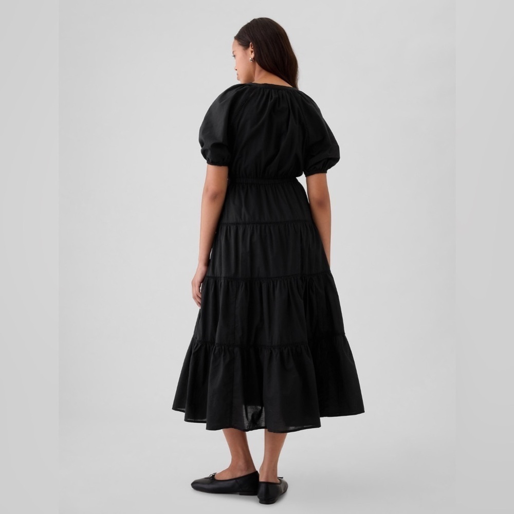 NWT! Gap Black Tiered Maxi Shirtdress - Size MEDIUM TALL 🎮 - Picture 2 of 8